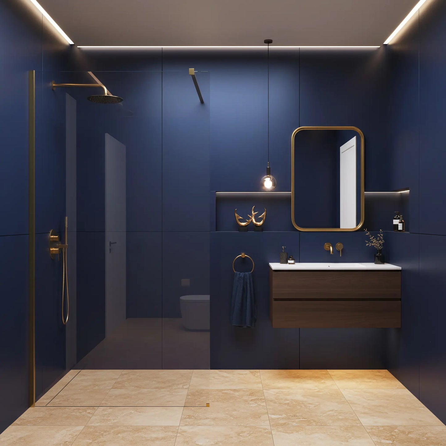 Walk In Duschwand Flexi Gold Matt 70-140cm