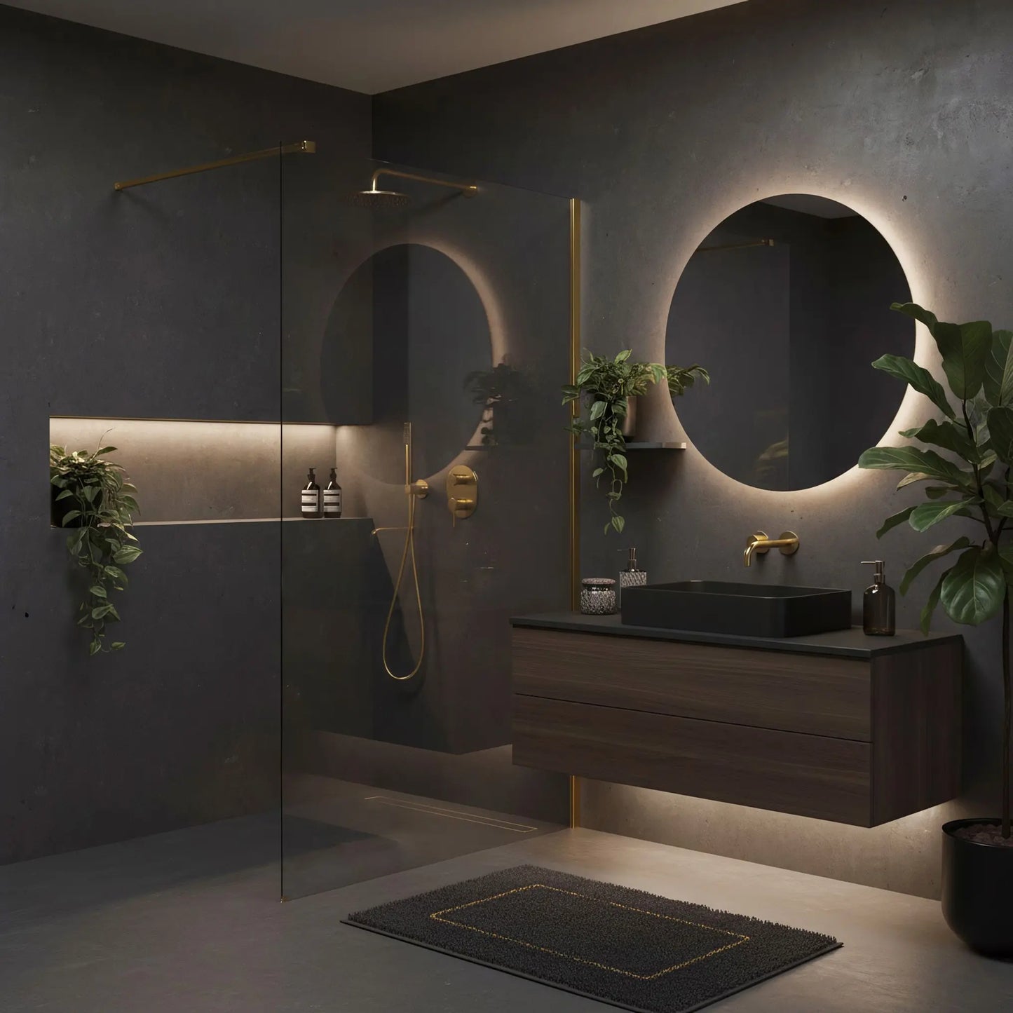 Walk In Duschwand Flexi Gold Matt 70-140cm