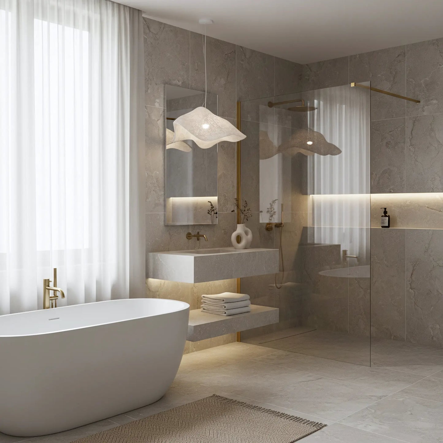 Walk In Duschwand Flexi Gold Matt 70-140cm