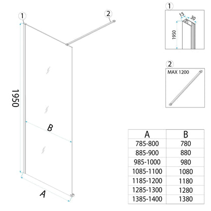 Walk In Duschwand Flexi Gold Matt 70-140cm