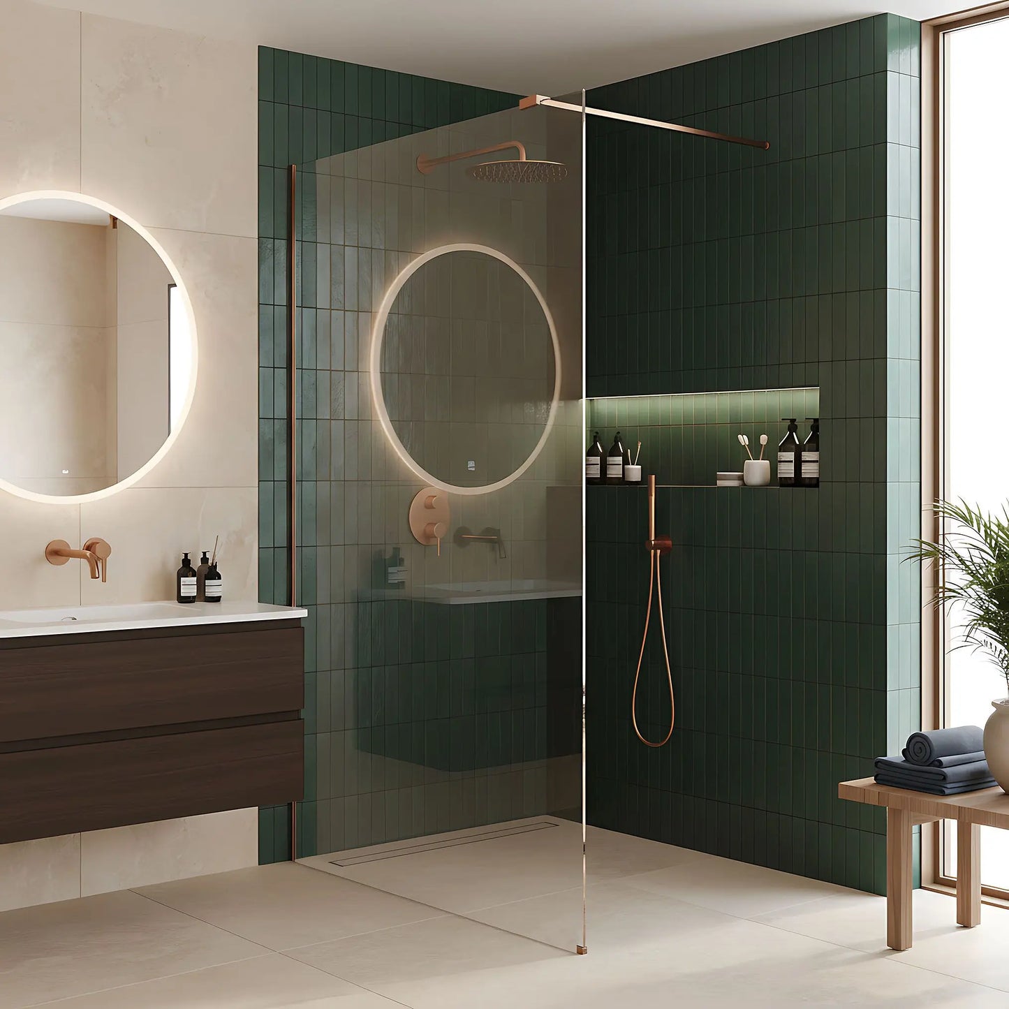 Walk-In Duschwand Flexi Kupfer Matt 70-140cm