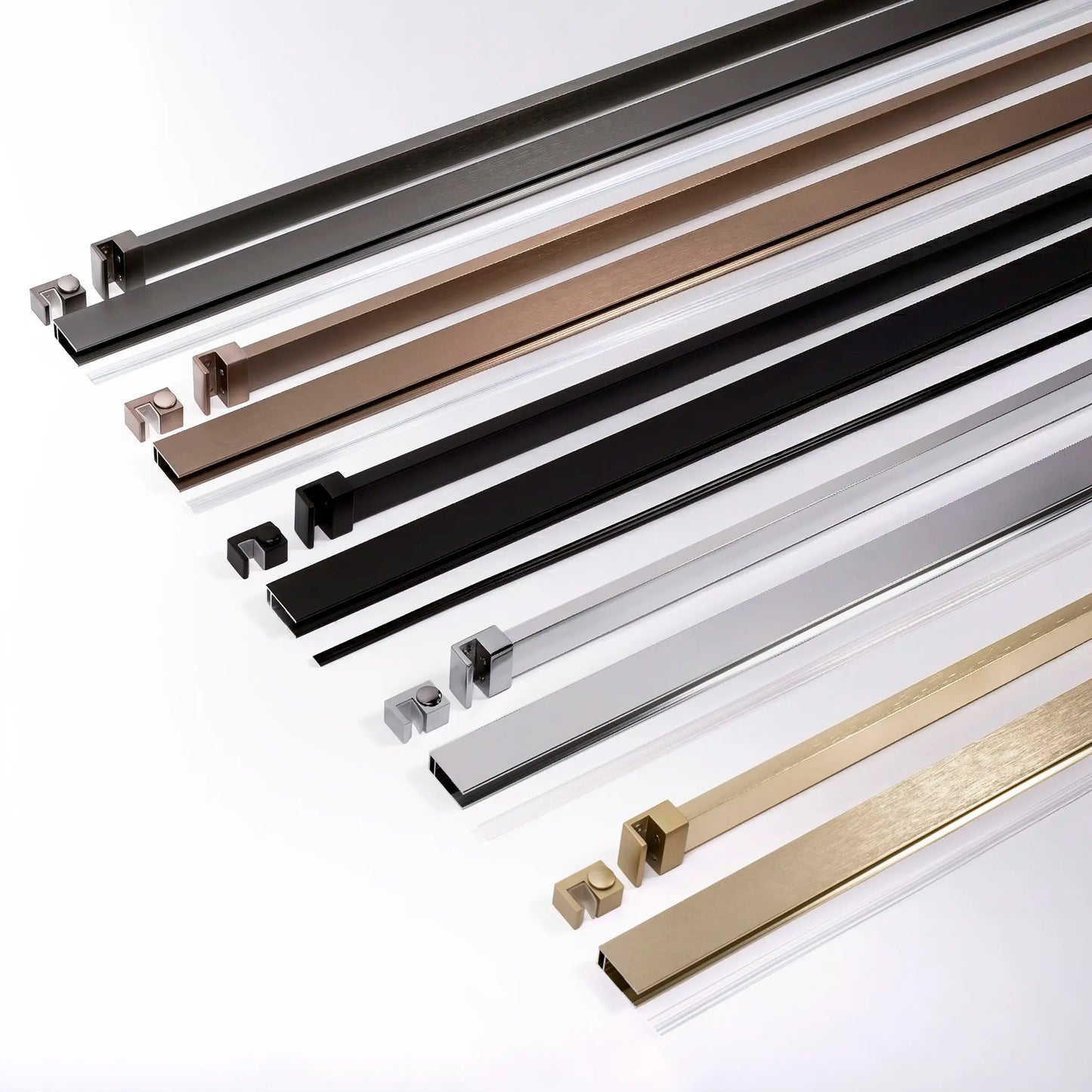 Walk-In Duschwand Flexi Gold Matt braun getöntes Glas 80-140cm