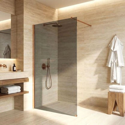 Walk-In Duschwand Flexi Kupfer Matt grau getöntes Glas 80-140cm