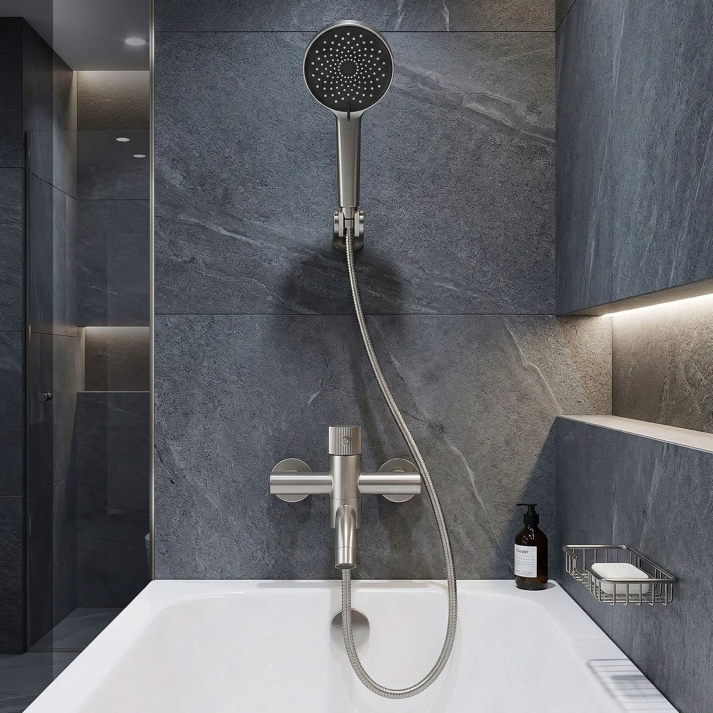 Badewannenarmatur Lungo Stripe Chrom Matt