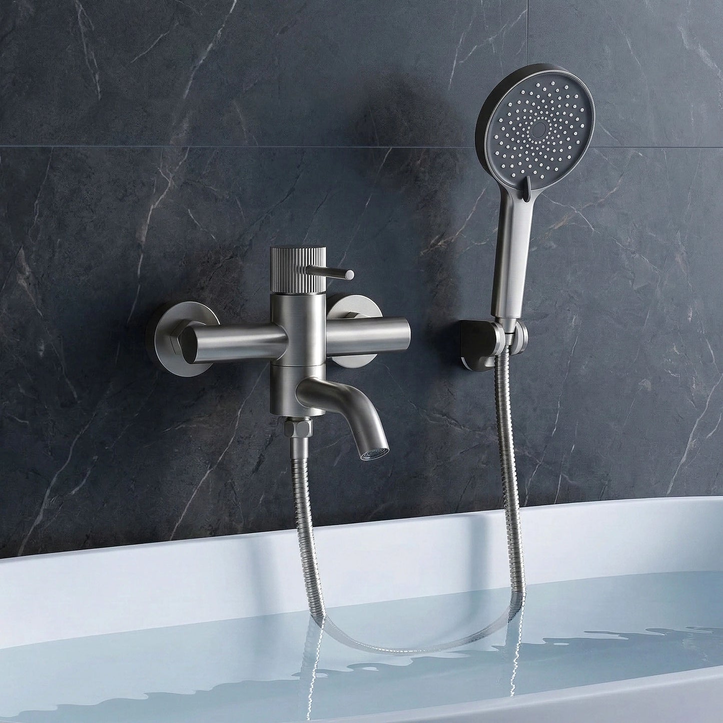 Badewannenarmatur Lungo Stripe Chrom Matt