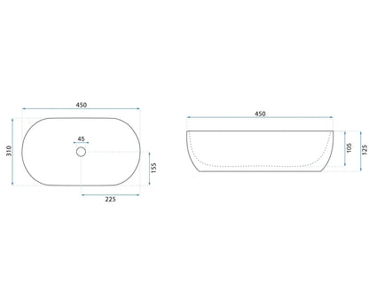 Aufsatzwaschbecken Amelia White 45x31cm