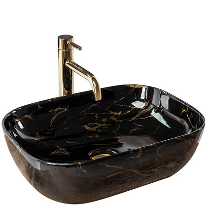 Aufsatzwaschbecken Belinda Black Marble Poliert 46x32cm