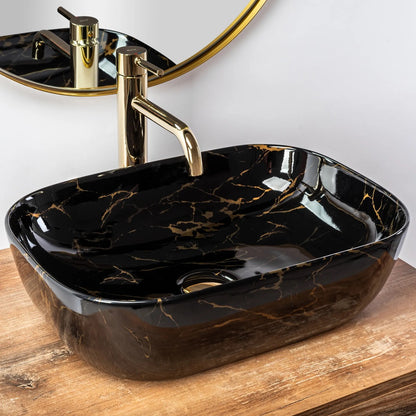 Aufsatzwaschbecken Belinda Black Marble Poliert 46x32cm
