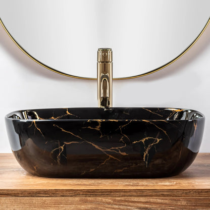 Aufsatzwaschbecken Belinda Black Marble Poliert 46x32cm