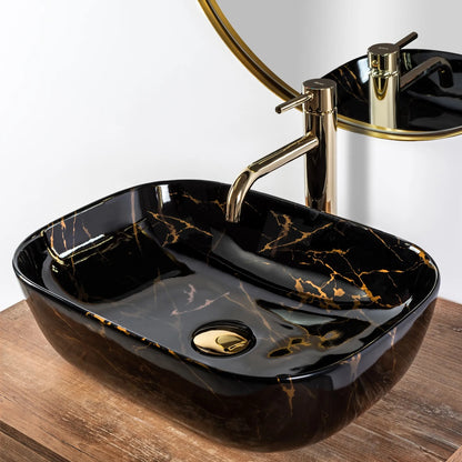 Aufsatzwaschbecken Belinda Black Marble Poliert 46x32cm
