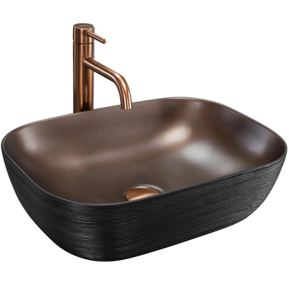 Aufsatzwaschbecken Belinda Copper Brushed Black 46x32cm