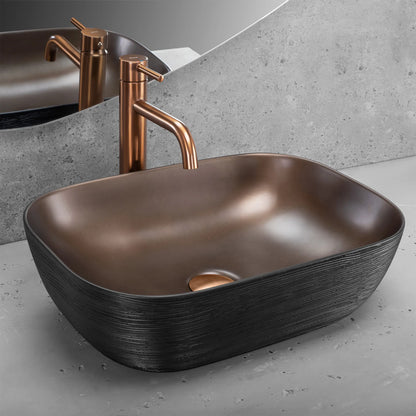 Aufsatzwaschbecken Belinda Copper Brushed Black 46x32cm