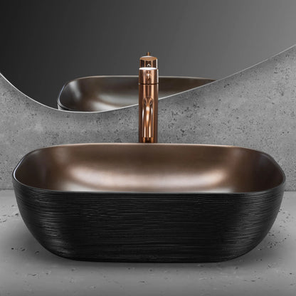 Aufsatzwaschbecken Belinda Copper Brushed Black 46x32cm