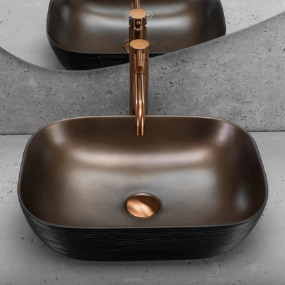 Aufsatzwaschbecken Belinda Copper Brushed Black 46x32cm