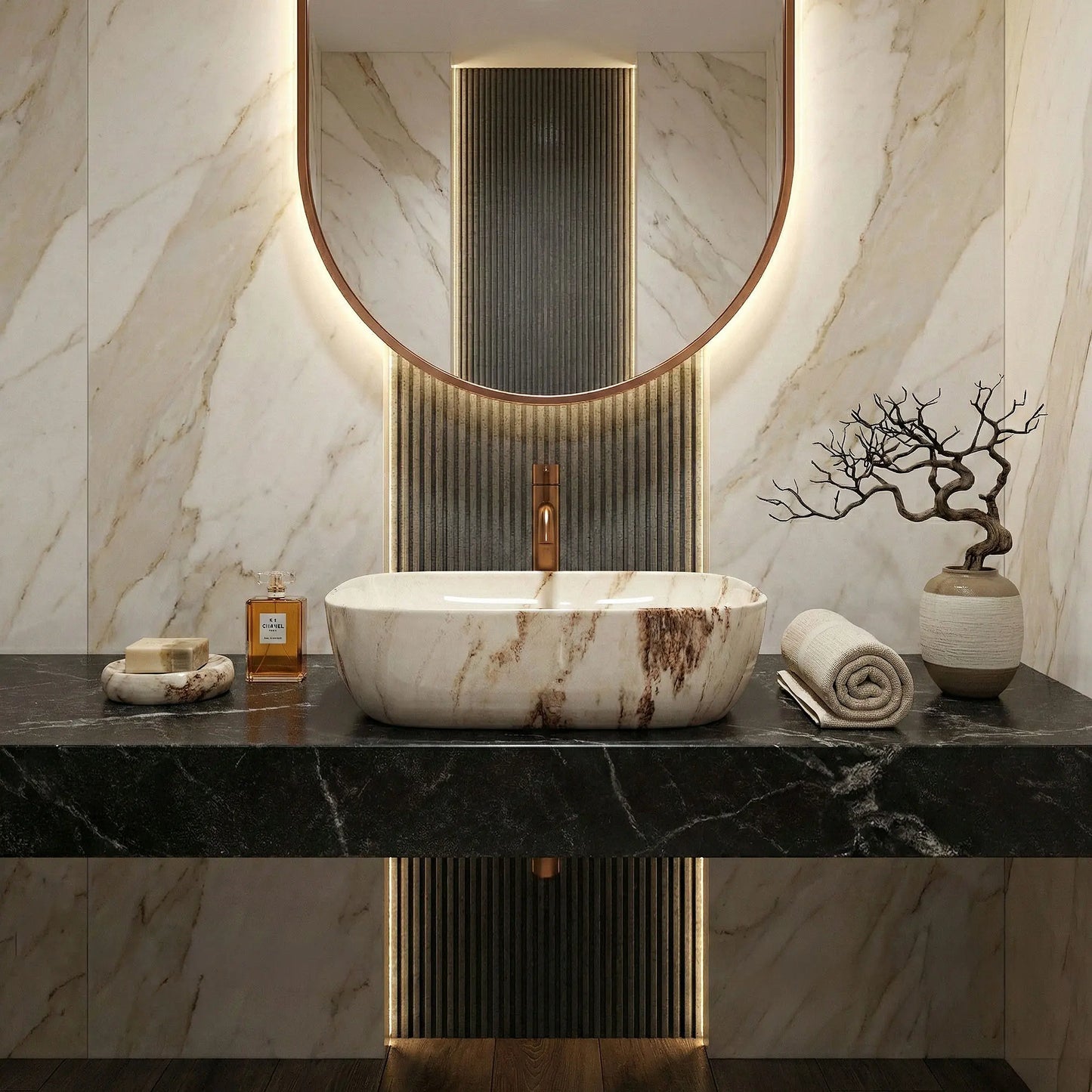 Aufsatzwaschbecken Belinda Marrone Shiny 46,5x33cm