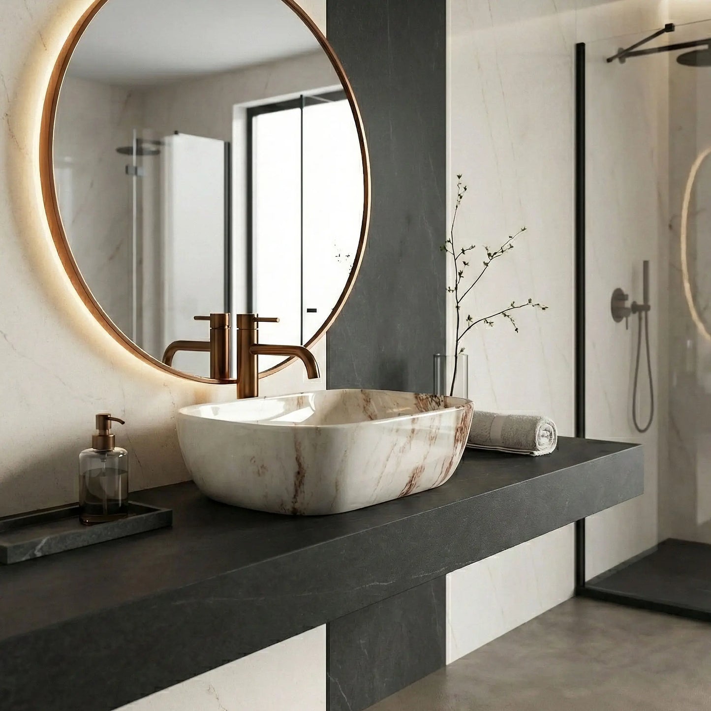 Aufsatzwaschbecken Belinda Marrone Shiny 46,5x33cm