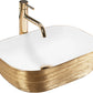 Aufsatzwaschbecken Belinda Weiß Brushed Gold 46x32cm