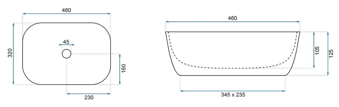 Aufsatzwaschbecken Bianka 46x32cm