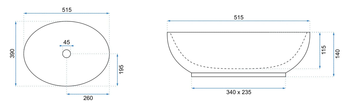 Aufsatzwaschbecken Carola Ombre 51,5x39cm