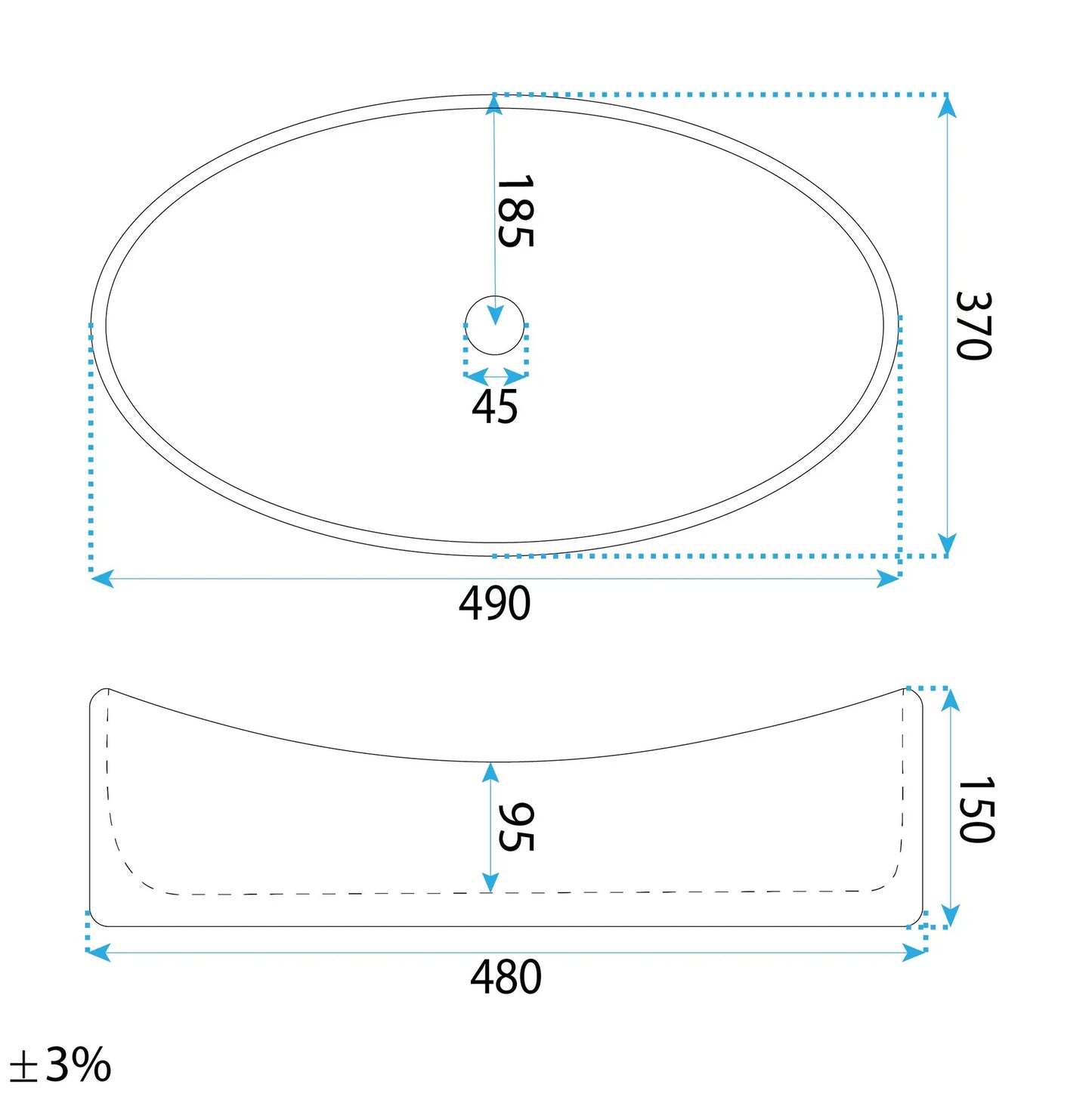 Aufsatzwaschbecken Dream 49x37cm