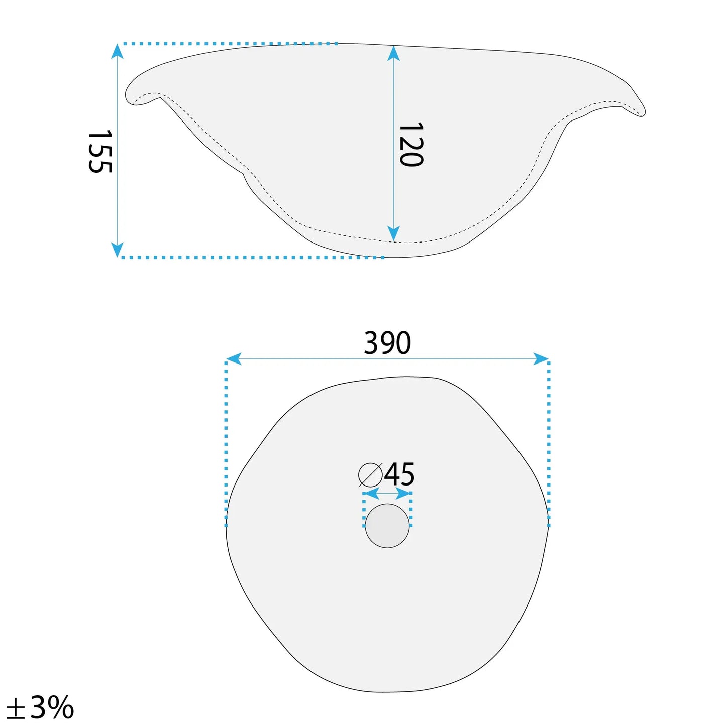 Aufsatzwaschbecken HM-35b Handmade Art 39cm