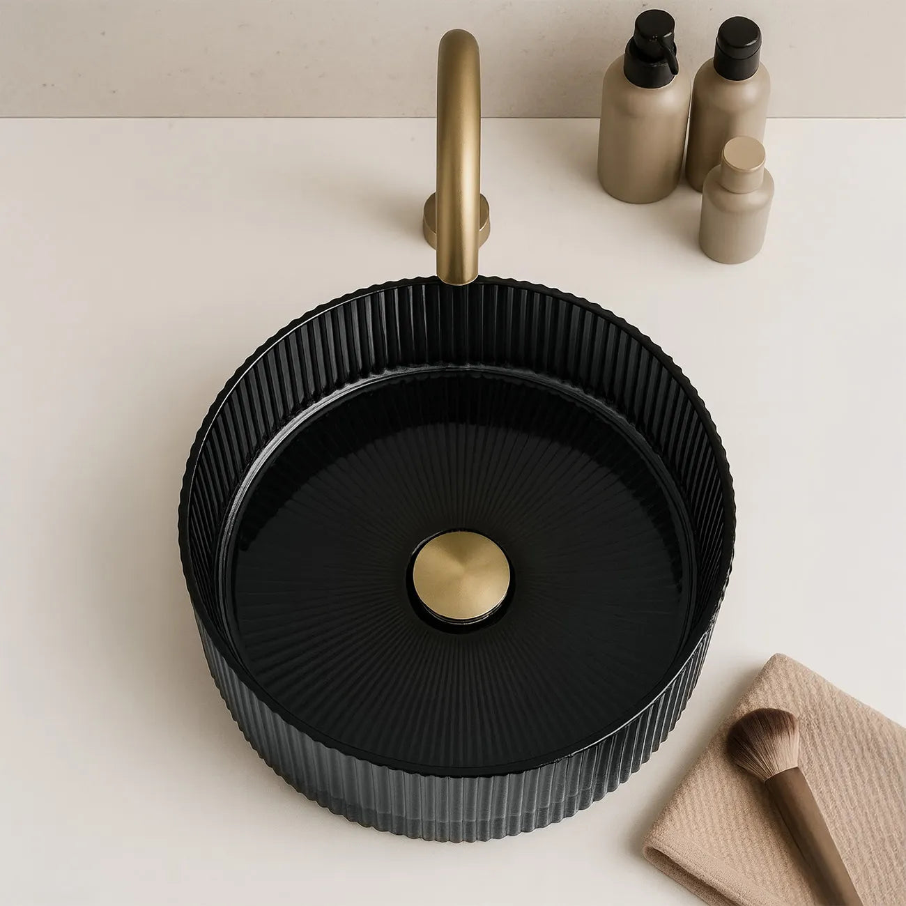 Aufsatzwaschbecken Ingrid Schwarz ∅ 36cm