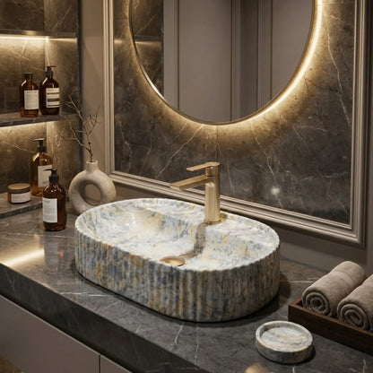 Aufsatzwaschbecken Marcella Ruststone 60x37cm