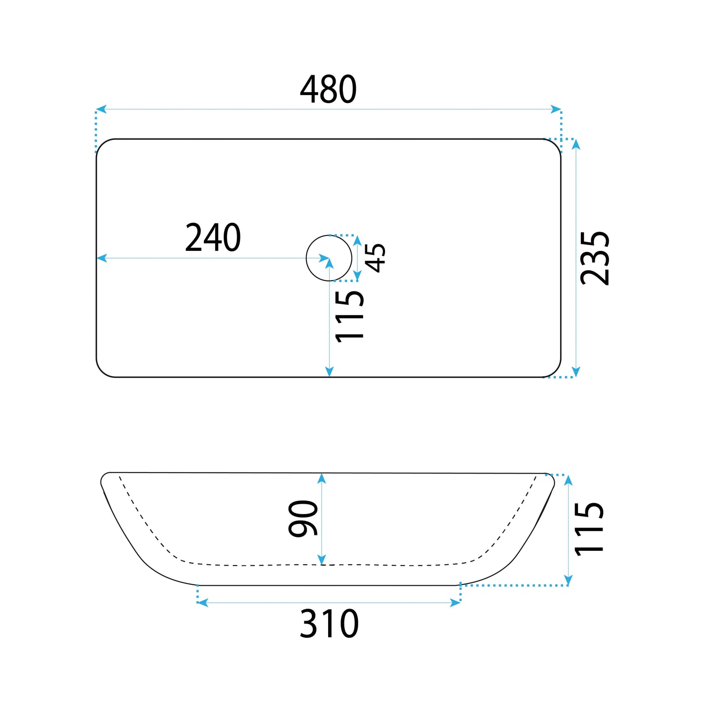 Waschbecken Maria 48x23,5cm