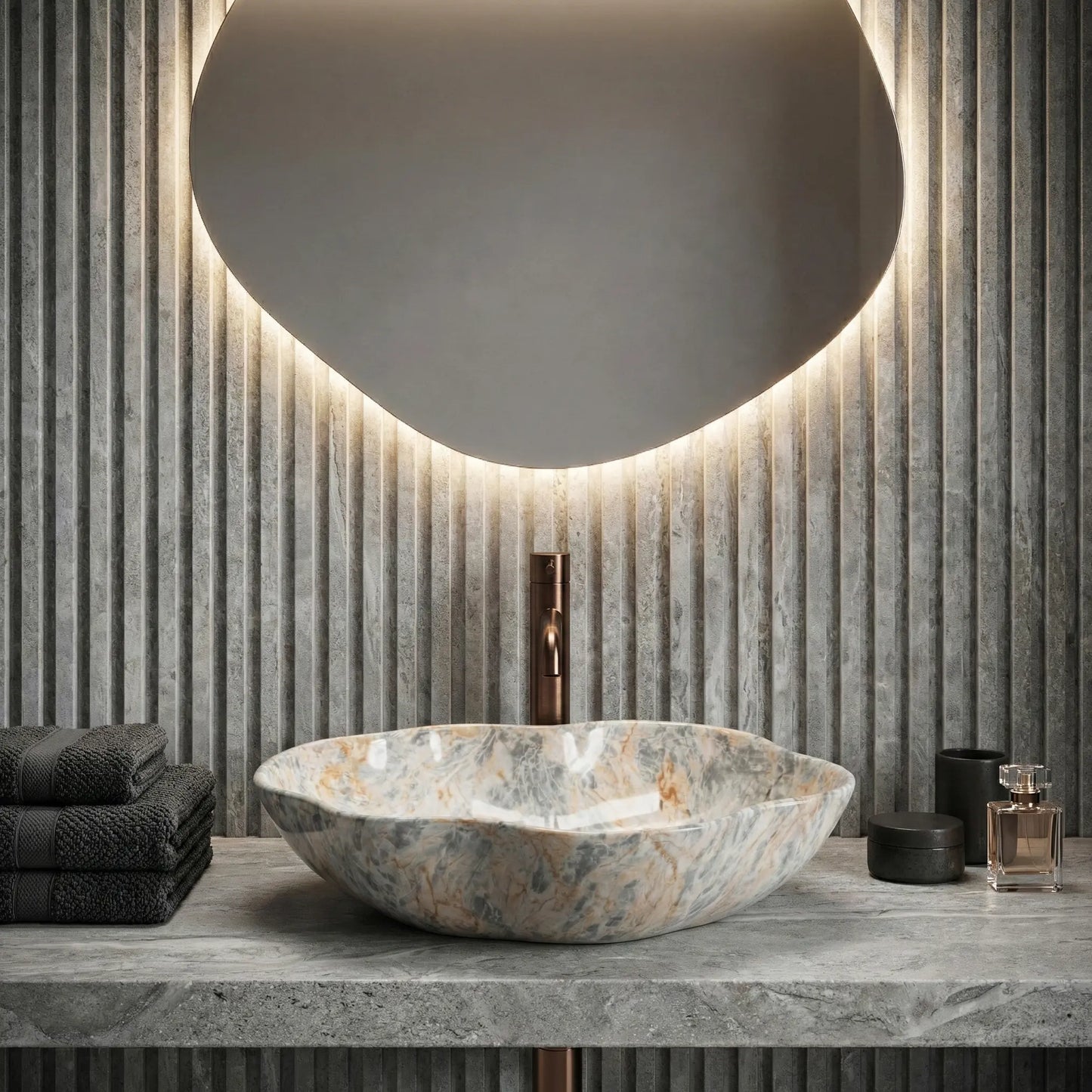 Aufsatzwaschbecken Pearl Ruststone 50,5x38cm