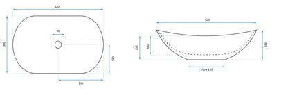 Aufsatzwaschbecken Royal Ombre 62x36cm