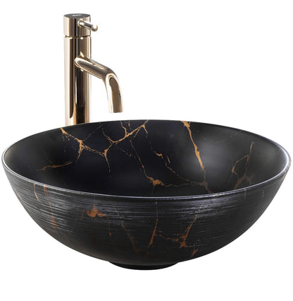 Aufsatzwaschbecken Stella Schwarz Marble Matt Ø35,5cm