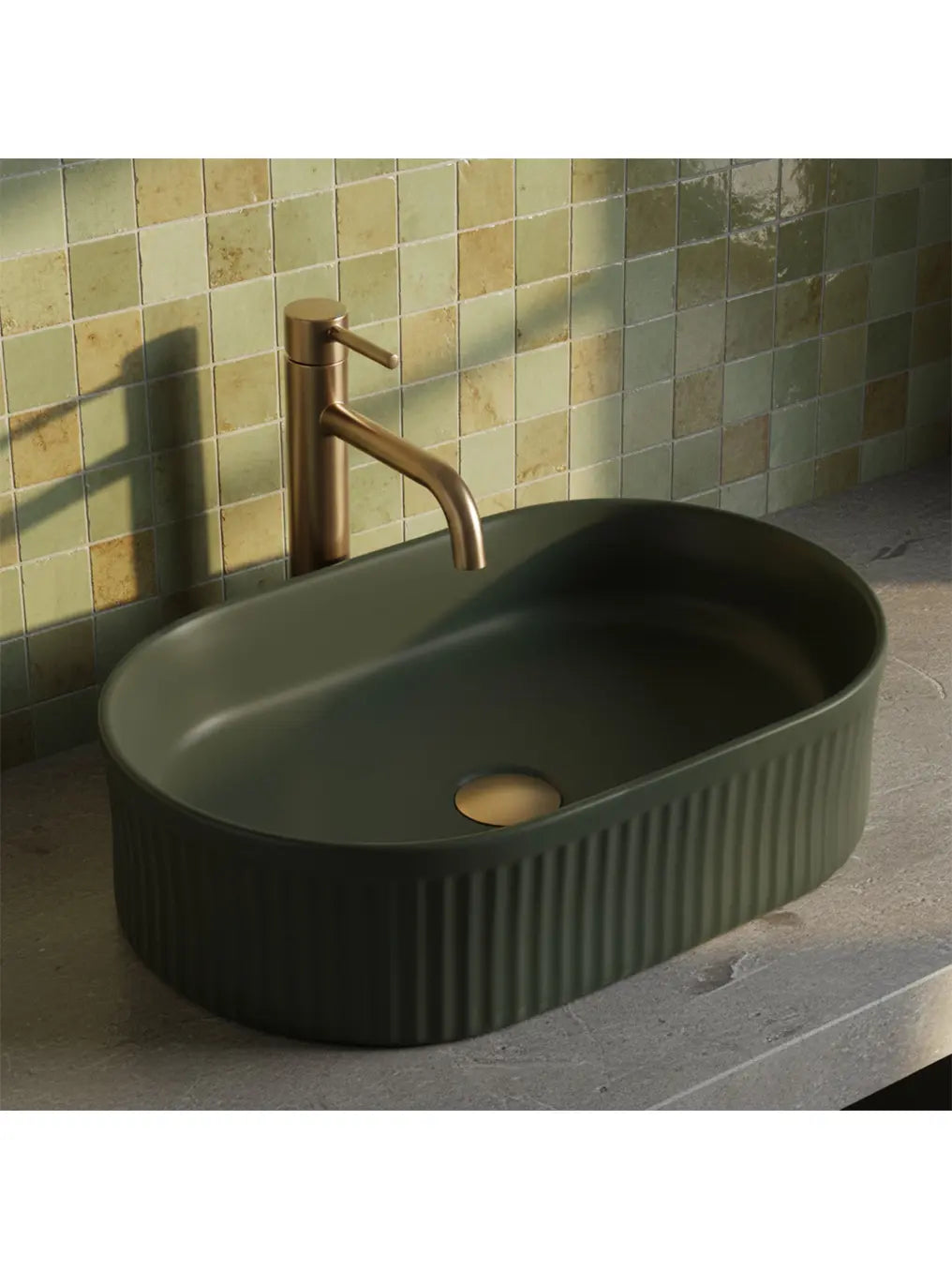 Aufsatzwaschbecken Vanda Olive Matt 49x31cm