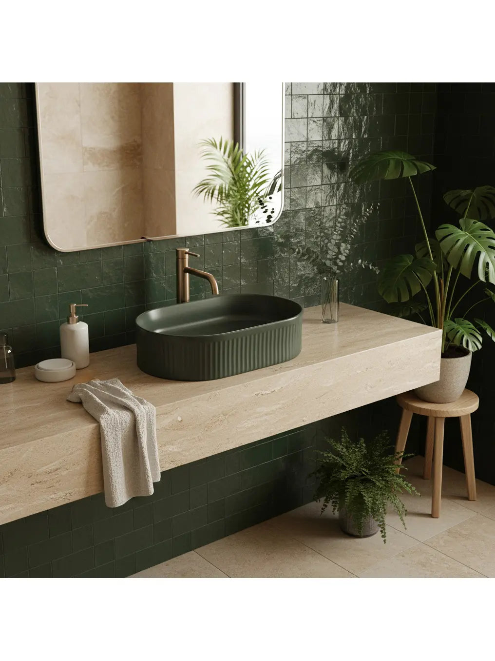 Aufsatzwaschbecken Vanda Olive Matt 49x31cm