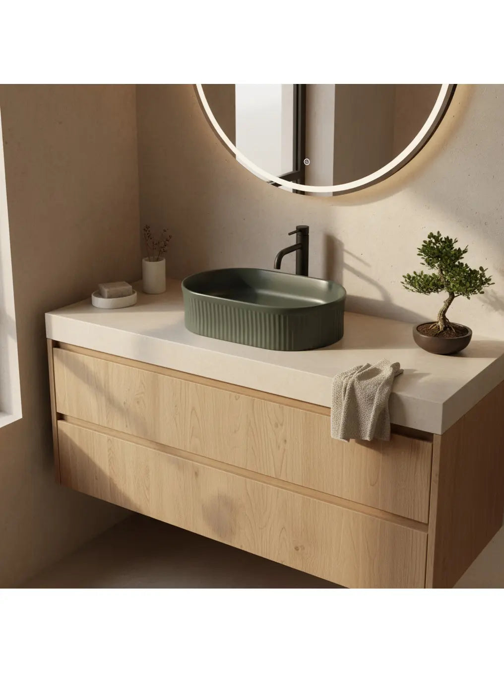 Aufsatzwaschbecken Vanda Olive Matt 49x31cm