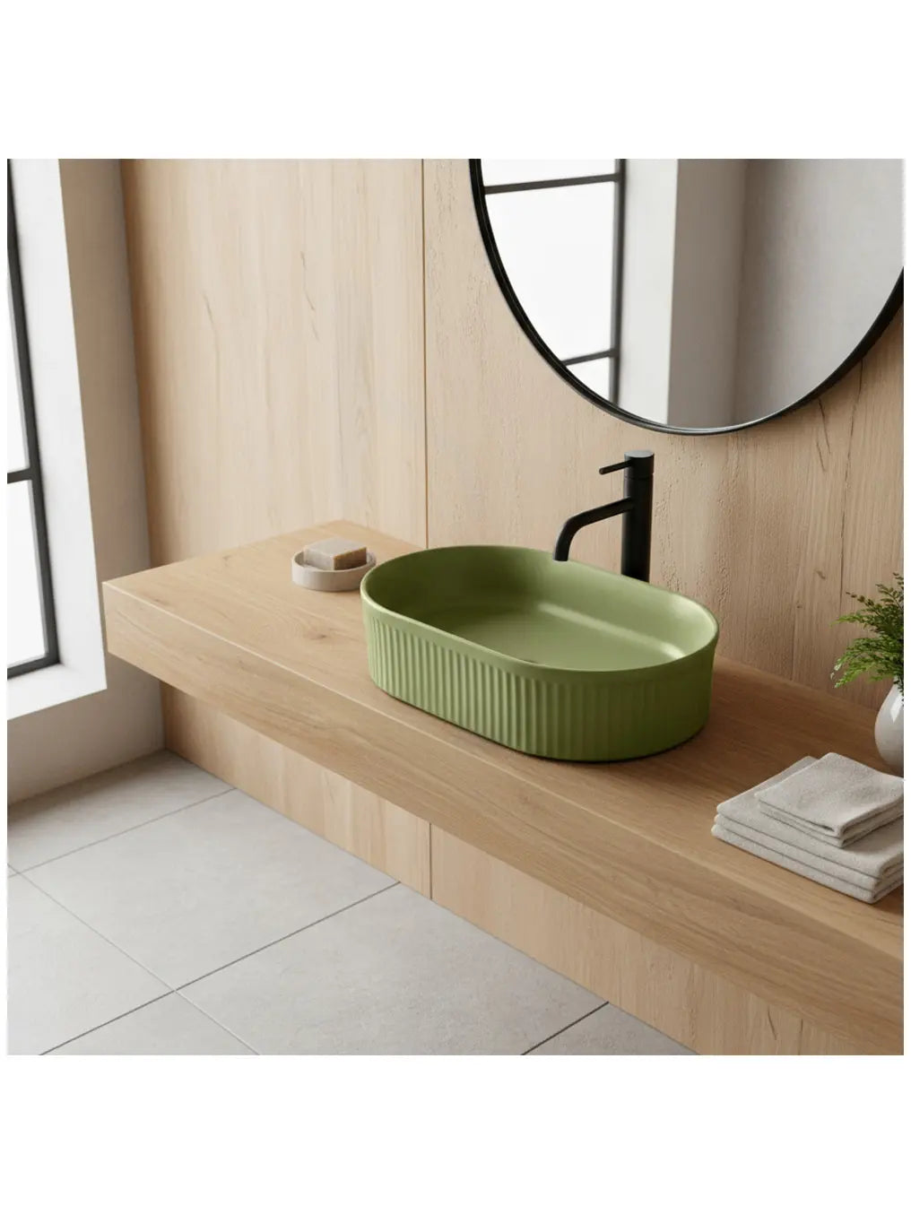 Aufsatzwaschbecken Vanda Pistacchio Matt 49x31cm