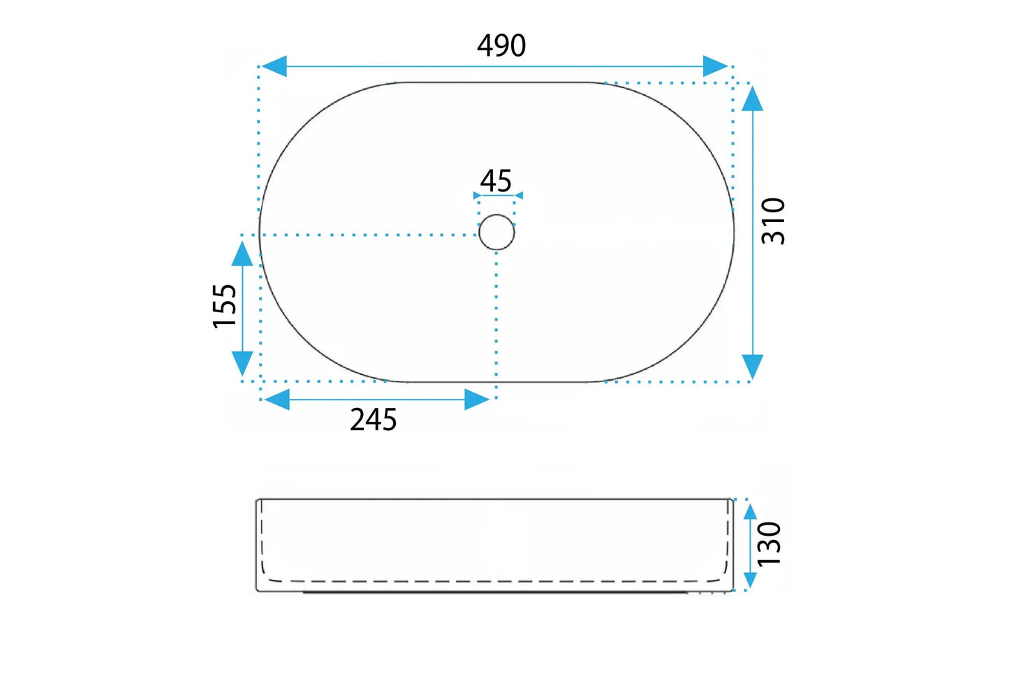 Aufsatzwaschbecken Vanda Sandy 49x31cm