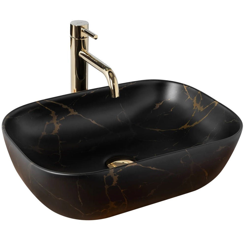 Aufsatzwaschbecken Belinda Black Marble Matt 46x32cm