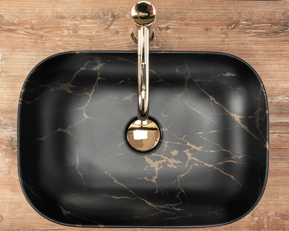 Aufsatzwaschbecken Belinda Black Marble Matt 46x32cm