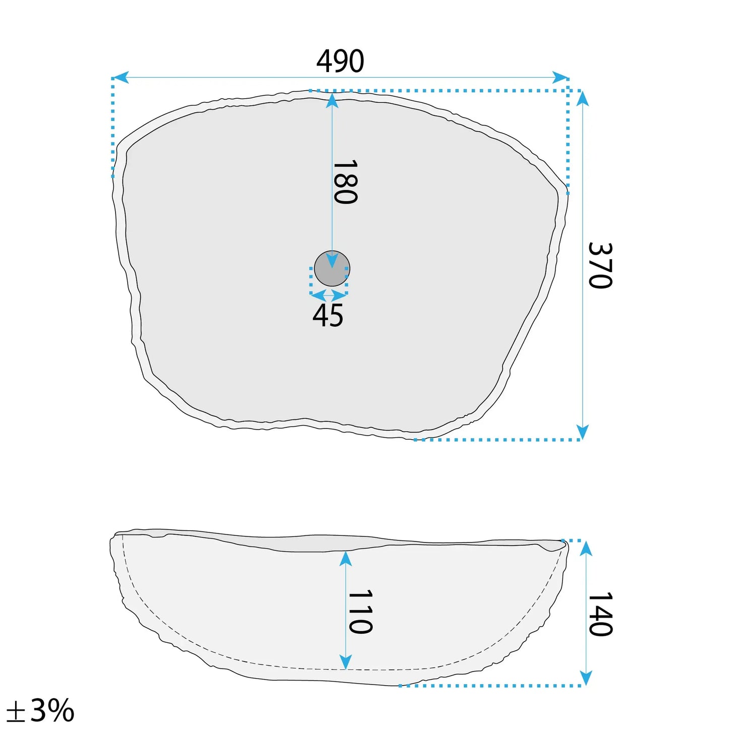 Aufsatzwaschbecken Isla Shiro 49x37cm