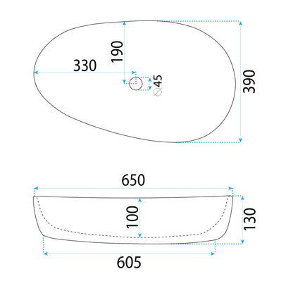 Waschbecken Sandra 65x39cm