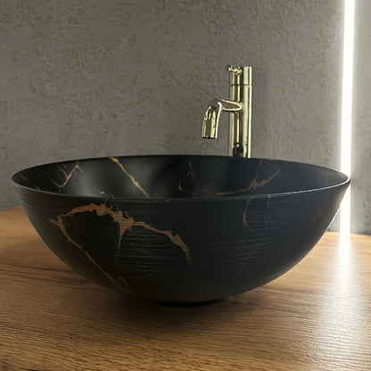 Aufsatzwaschbecken Stella Schwarz Marble Matt Ø35,5cm