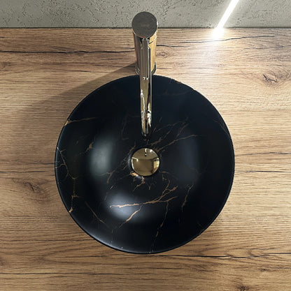 Aufsatzwaschbecken Stella Schwarz Marble Matt Ø35,5cm