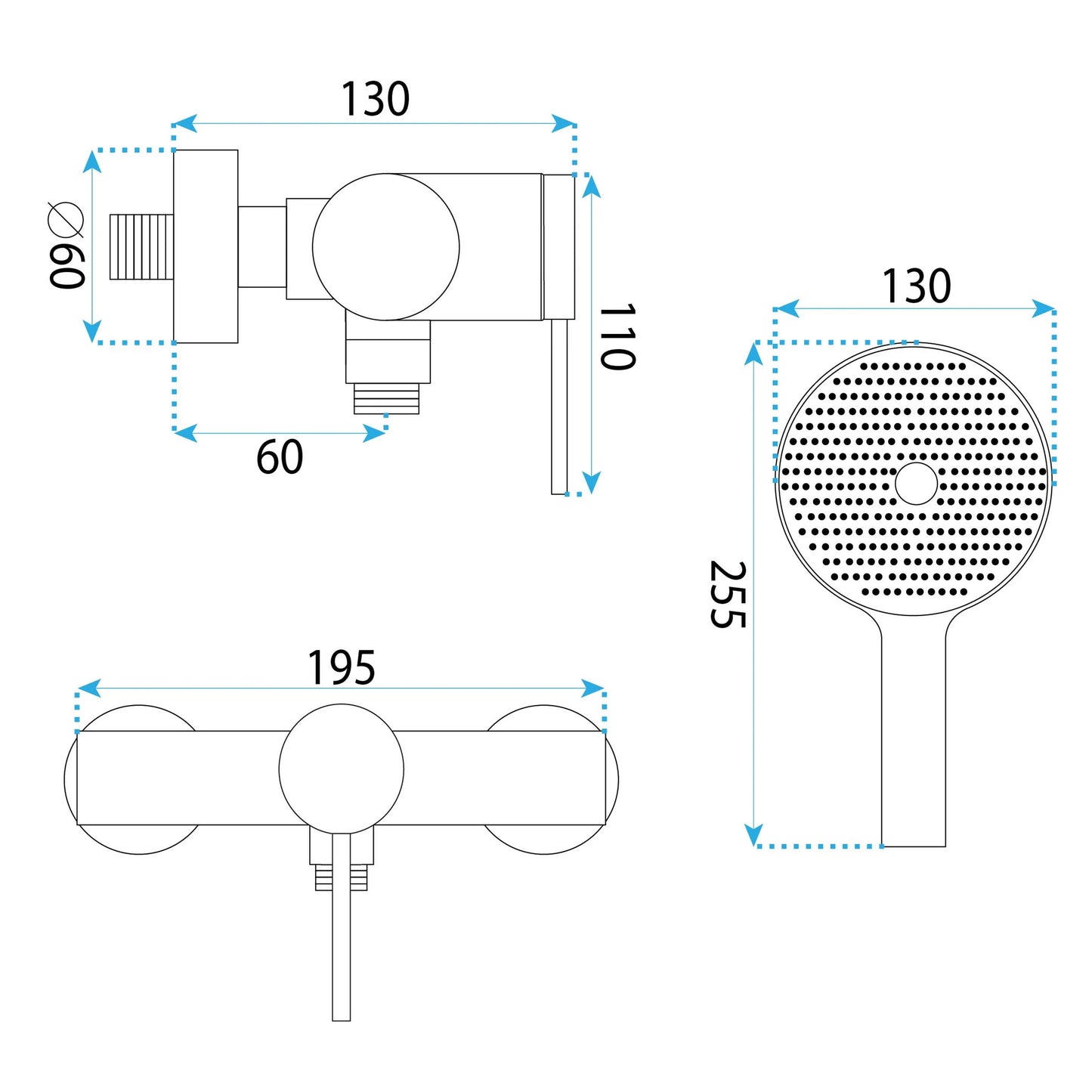 Duscharmatur Lungo Stripe Chrom Matt