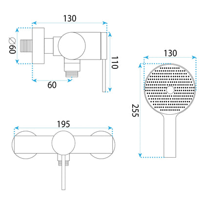 Duscharmatur Lungo Stripe Gold Matt