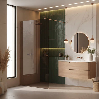 Walk-In Duschwand Flexi Kupfer Matt braun getöntes Glas 80-140cm