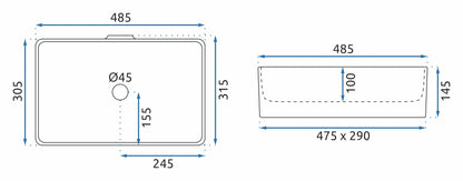 Aufsatzwaschbecken Berta 48cm
