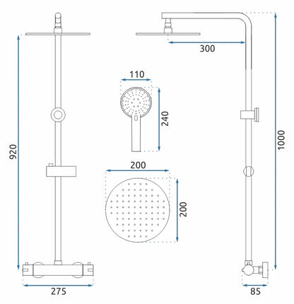 Dusche Bliss Chrom (mit Thermostat)
