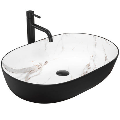 Aufsatzwaschbecken Cleo Marmor Schwarz Matt 60,5x41cm