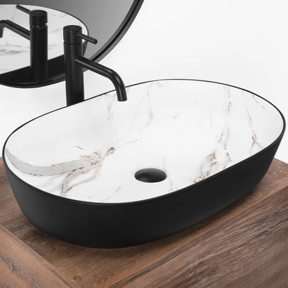 Aufsatzwaschbecken Cleo Marmor Schwarz Matt 60,5x41cm