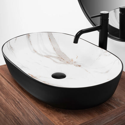 Aufsatzwaschbecken Cleo Marmor Schwarz Matt 60,5x41cm